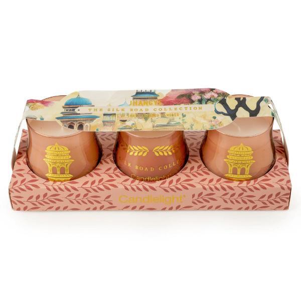 Candlelight votive candle set pomegranate and cassis three-pack, imported from the UK