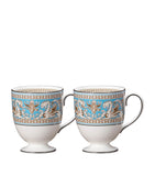 Wedgwood Florentine Turquoise bone china mugs set of two (British brand)