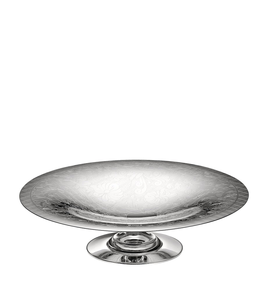 Christofle silver-plated fruit bowl with vine engravings and pedestal base - British product