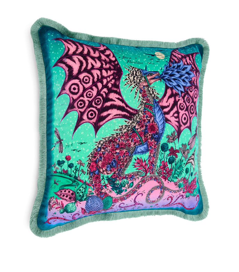 Emma J Shipley Velvet Drakon Cushion 45cm x 45cm - British product