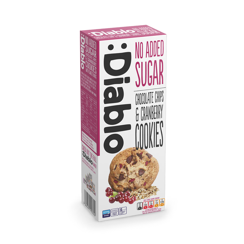 Diablo no added sugar chocolate chip cranberry cookies 135g - British product