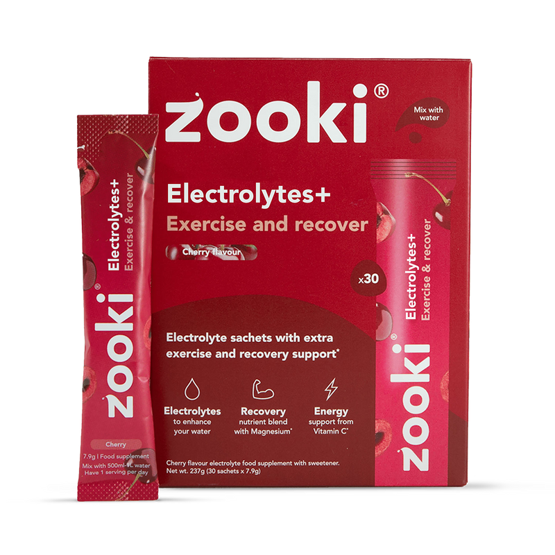 Zooki Electrolyte Powder Cherry Flavour 30 Sachets (British brand)