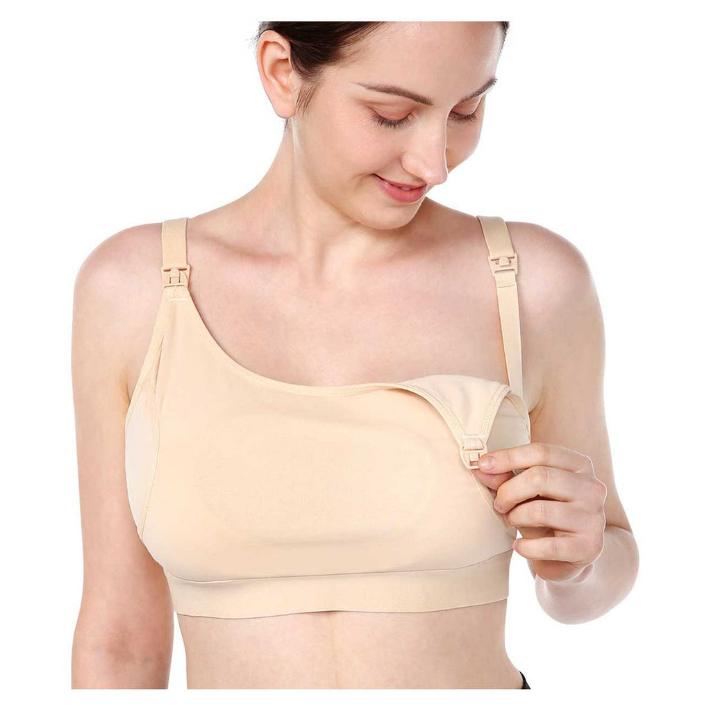 Momcozy Medium Handsfree Wearable Pumping Bra Beige