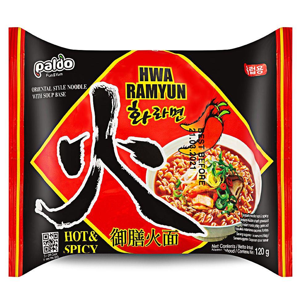Paldo Hwa Ramyun hot and spicy instant noodles (British brand)