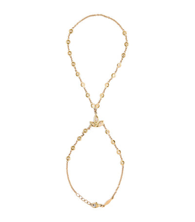 Harrods Jacquie Aiche Yellow Gold and Diamond Marquise Blossom Finger Bracelet- Buy online at McGrocer