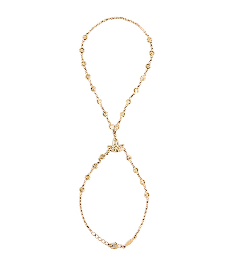 Jacquie Aiche yellow gold diamond finger bracelet, UK version