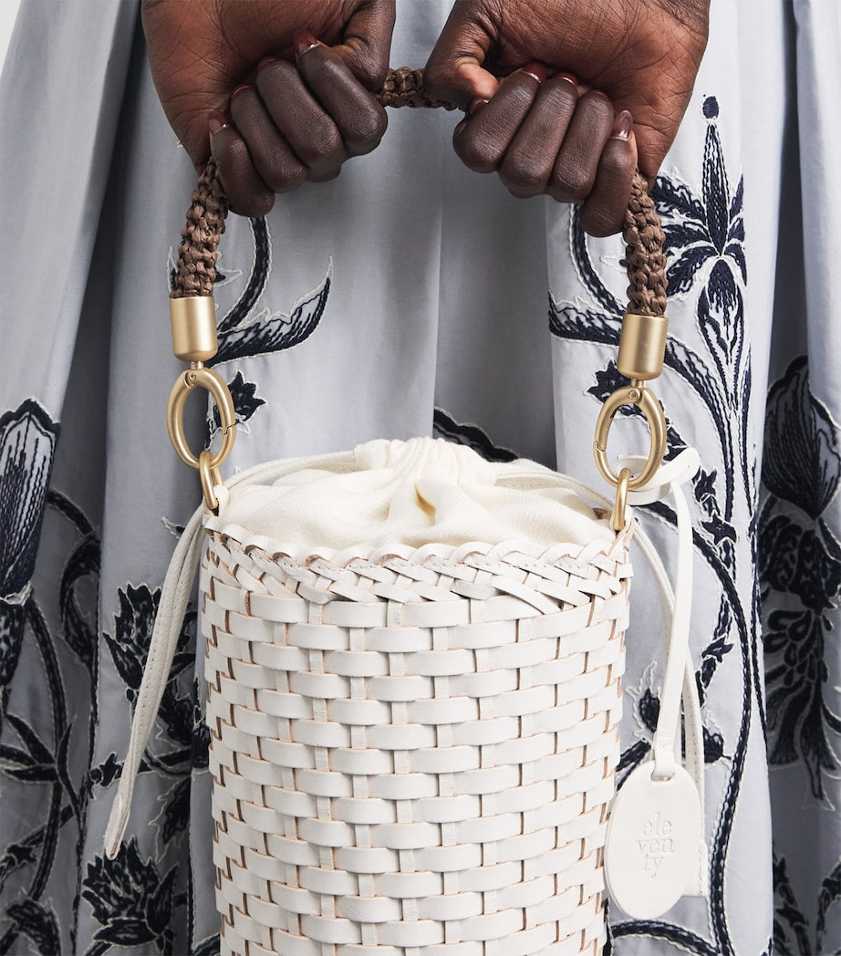 Eleventy woven bucket bag in buffalo leather, UK version