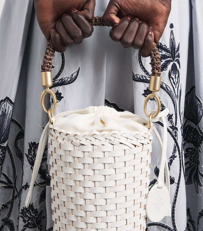 Eleventy woven bucket bag in buffalo leather, UK version
