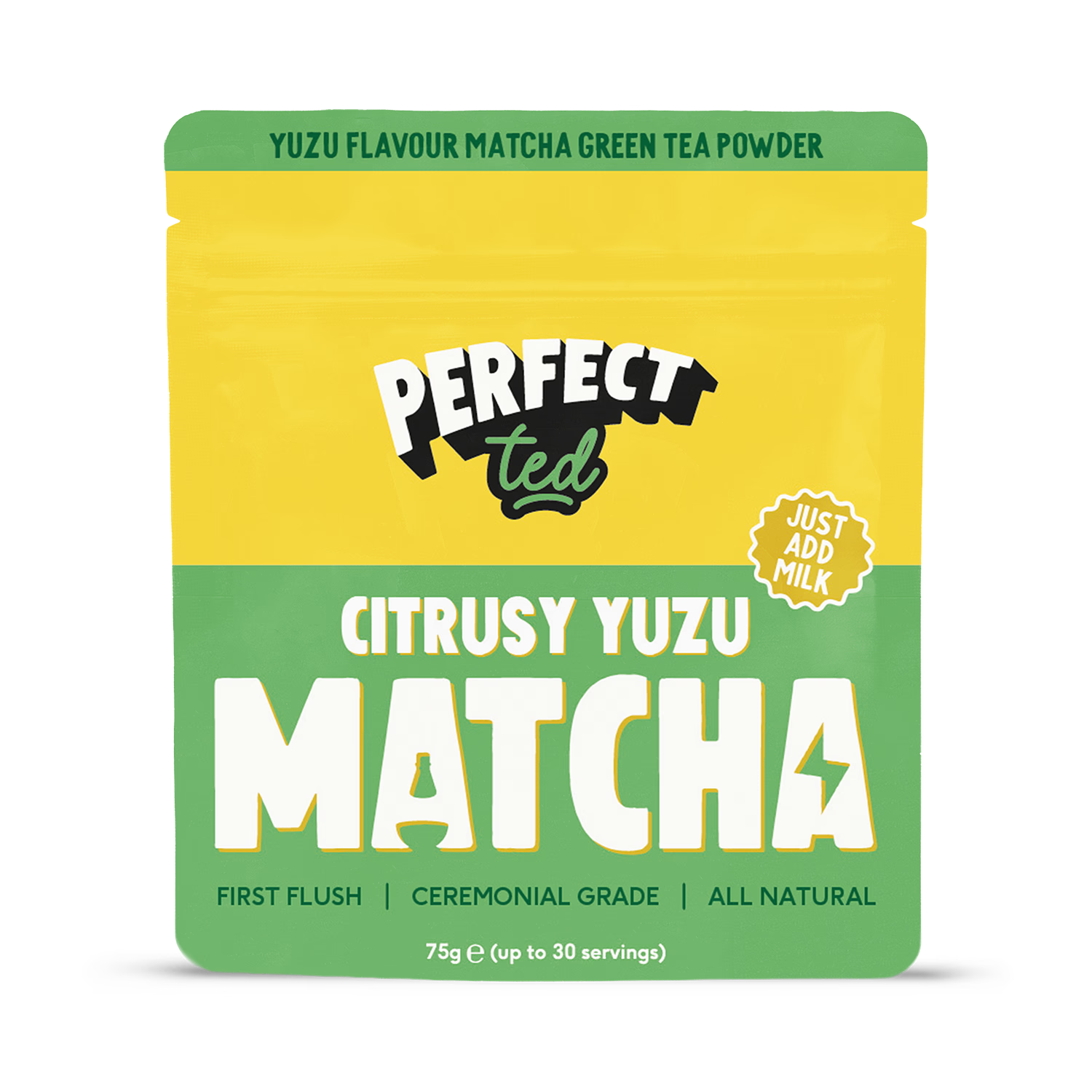 PerfectTed citrusy yuzu matcha tea powder 75g, imported from the UK