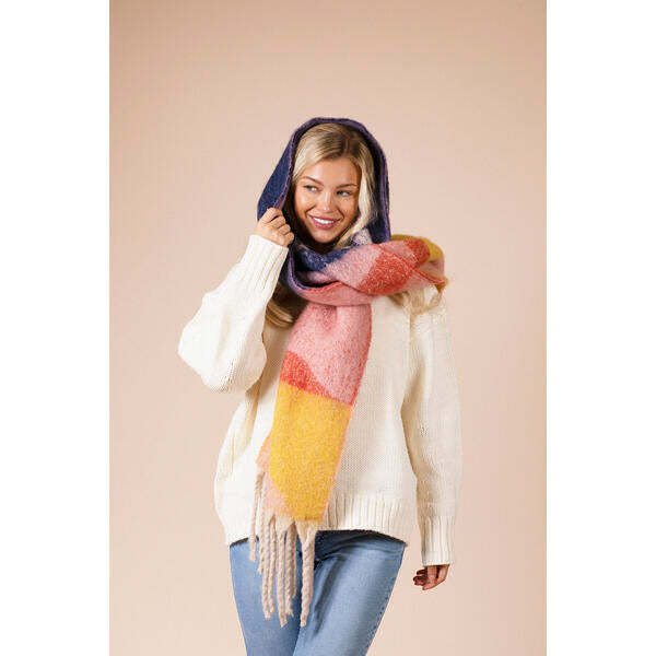 SVNX chunky scarf pink yellow 220cm (British brand)