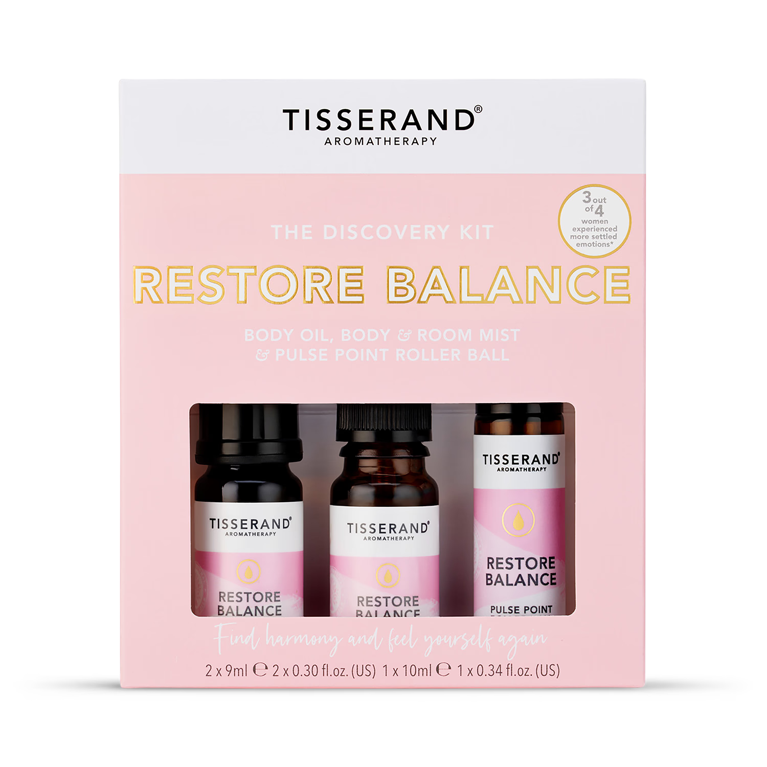 Tisserand Restore Balance essential oil blend discovery kit 2x9ml 1x10ml (British brand)