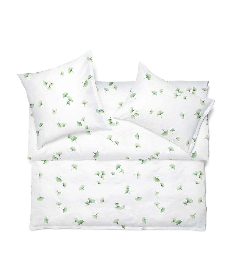 Schlossberg cotton satin super king duvet cover with gingko design, 260x220cm (British brand)