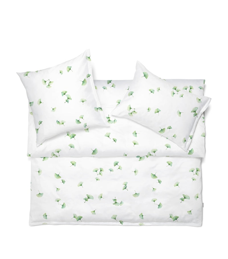 Schlossberg cotton satin super king duvet cover with gingko design, 260x220cm (British brand)