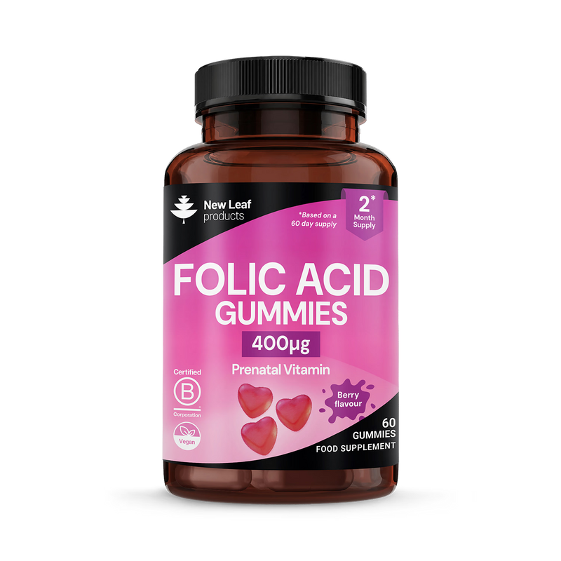 New Leaf Products folic acid prenatal gummies 60 count (British brand)