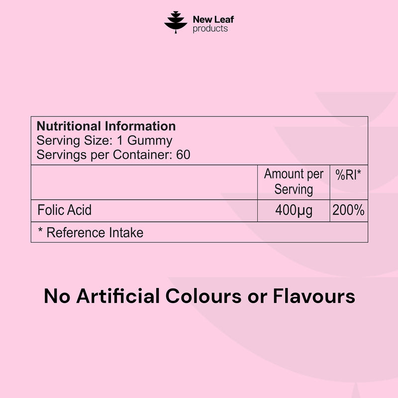 New Leaf Products folic acid prenatal gummies 60 count (British brand)