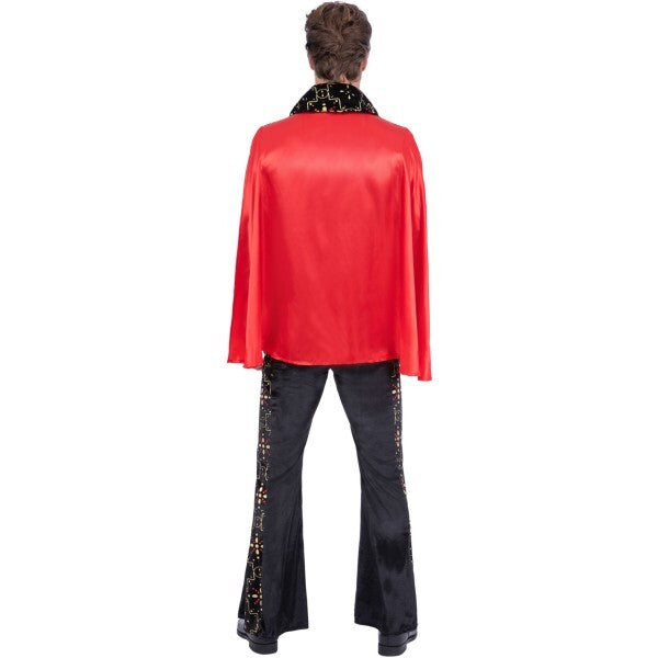 Smiffys Elvis black rhinestone costume jumpsuit cape, UK version