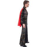 Smiffys Elvis black rhinestone costume jumpsuit cape, UK version