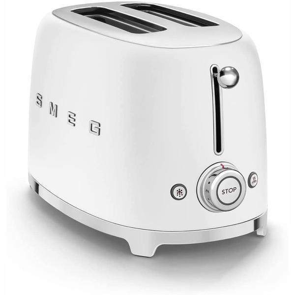 محمصة Smeg TSF01 باللون الأبيض غير اللامع بشريحتين - منتج بريطاني