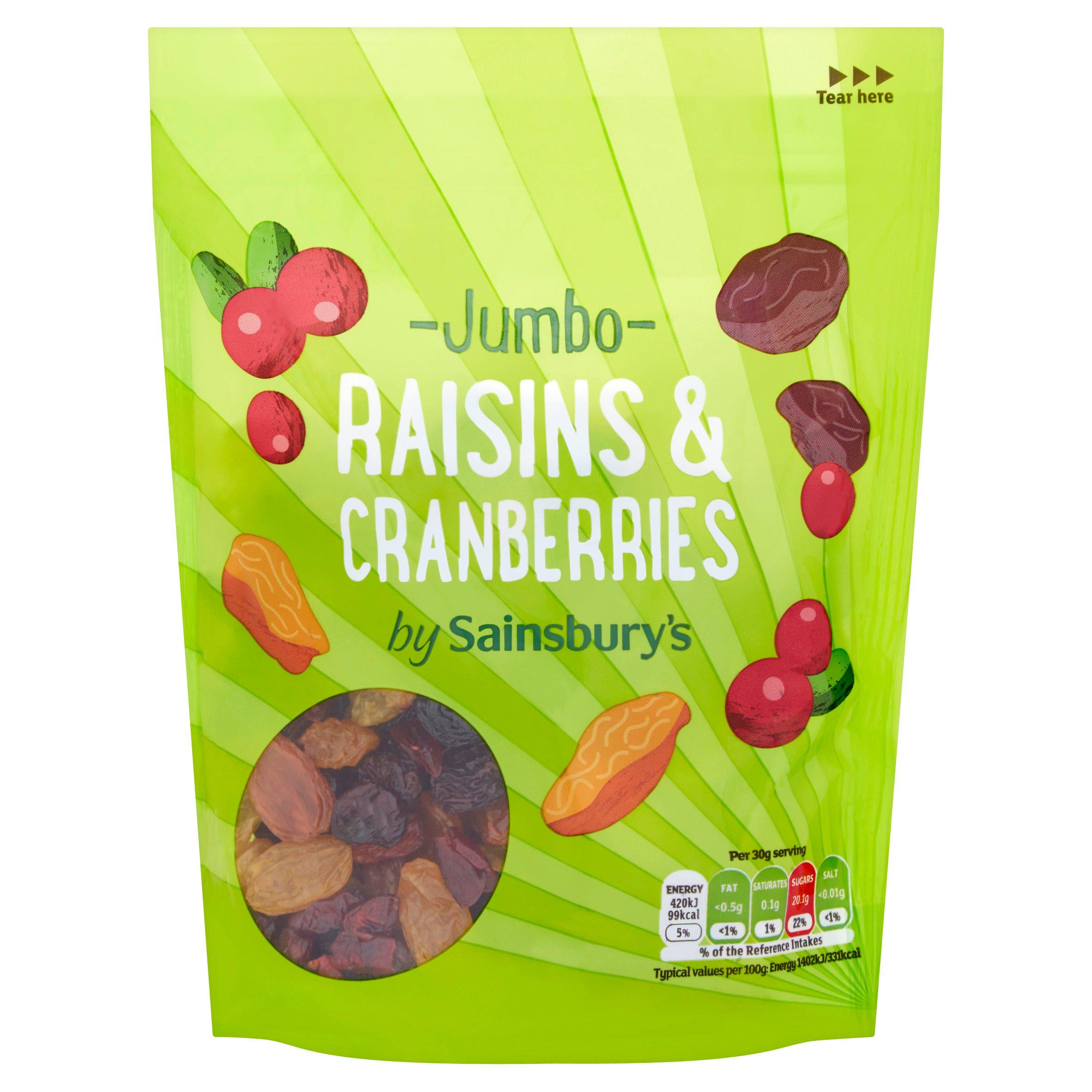 Sainsbury's Jumbo Raisins & Cranberries 200g GOODS Sainsburys   