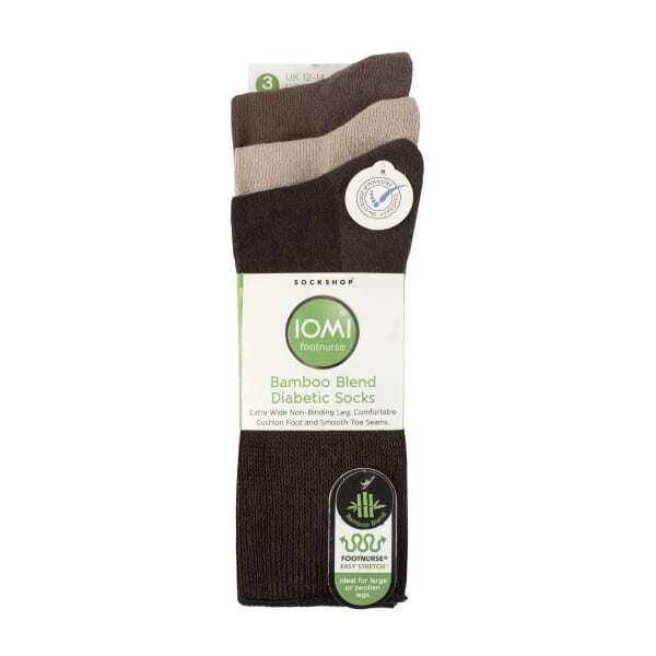 IOMI extra wide bamboo diabetic socks 3 pack, imported from the UK