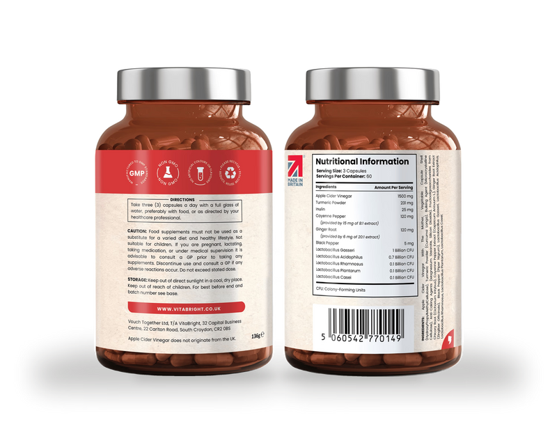 VitaBright ACV complex capsules 180 count - British product