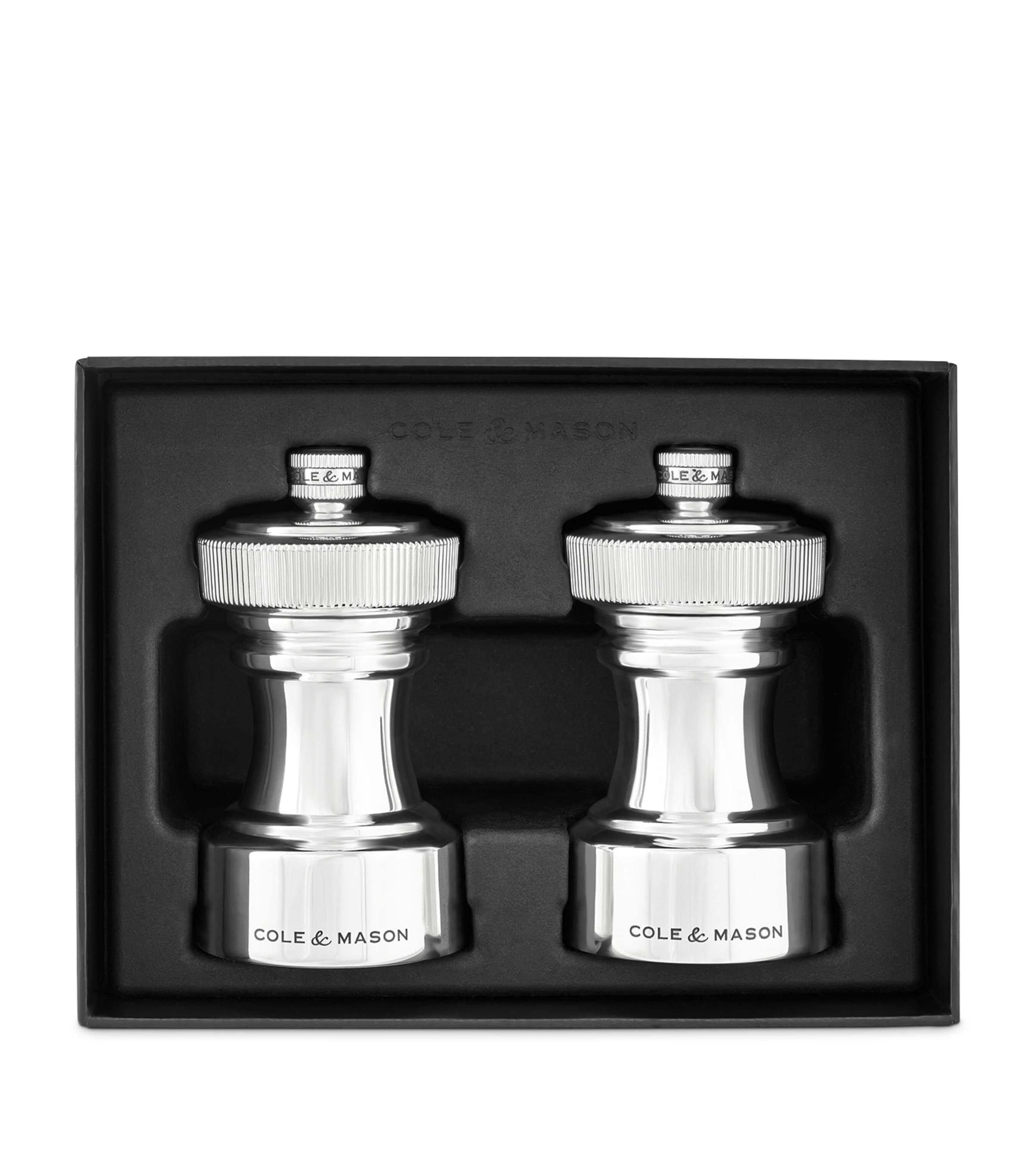 Cole & Mason Silver-Plated Hoxton salt and pepper mills - British product