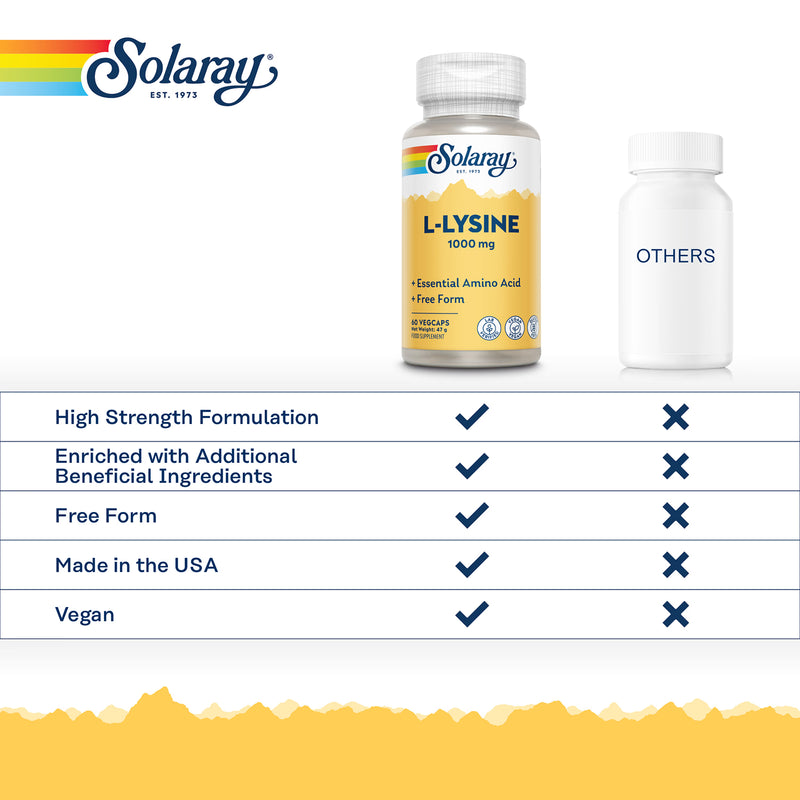 Solaray L-Lysine 1000mg 60 capsules, imported from the UK