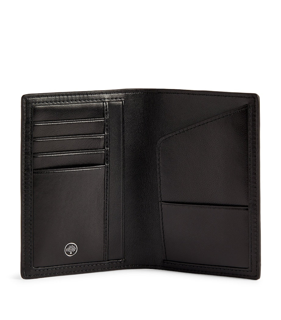 Mulberry grained leather passport holder with slimline design, imported from the UK