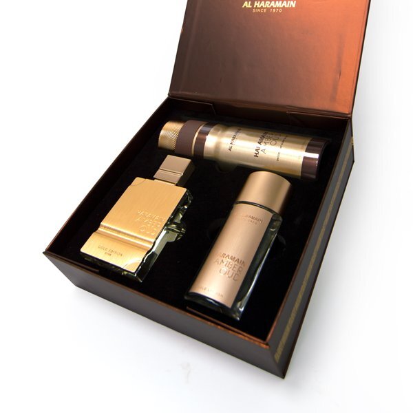 Al Haramain Amber Oud Gold Edition perfume gift set - British product