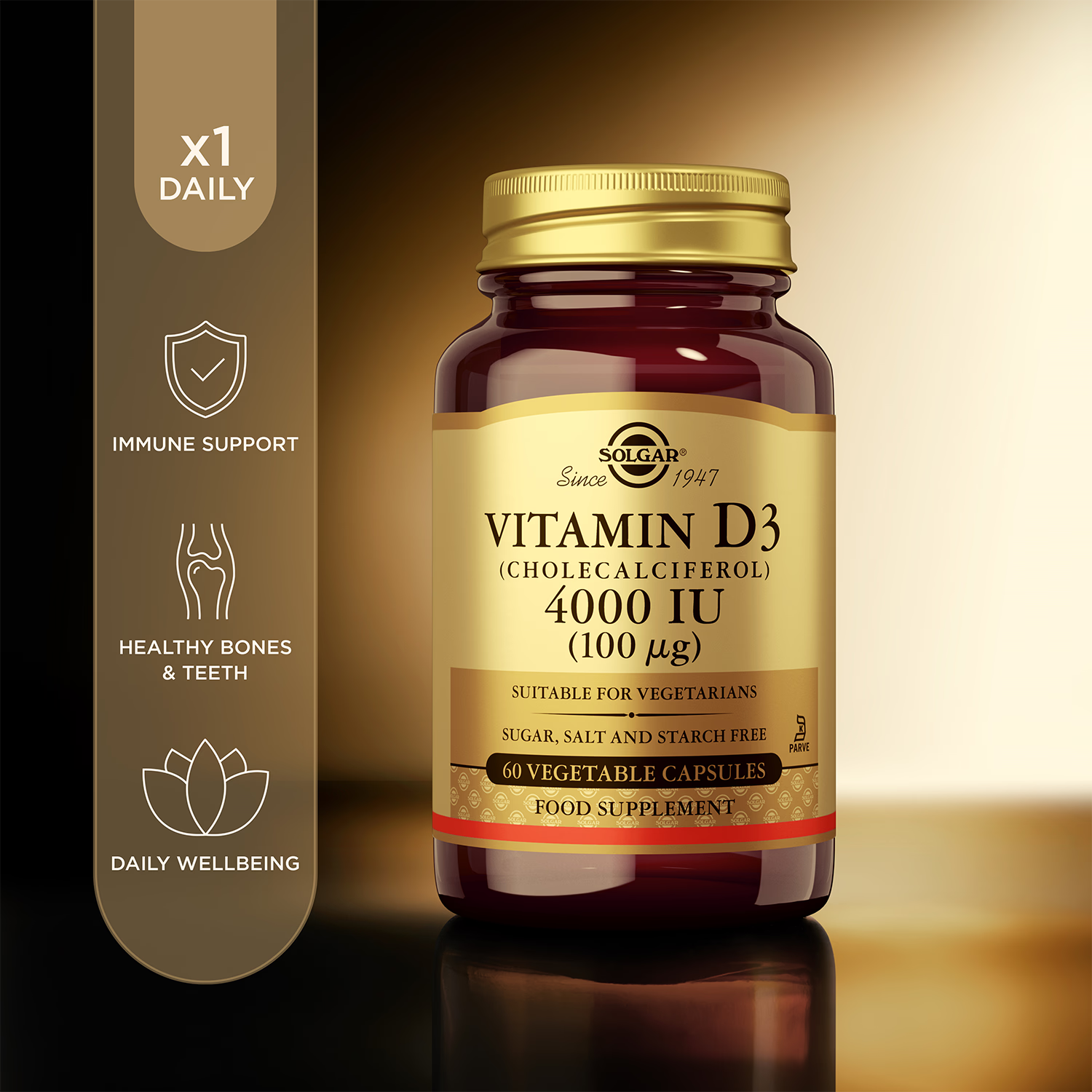 Solgar Vitamin D3 4000IU 120 Vegetable Capsules (British brand)