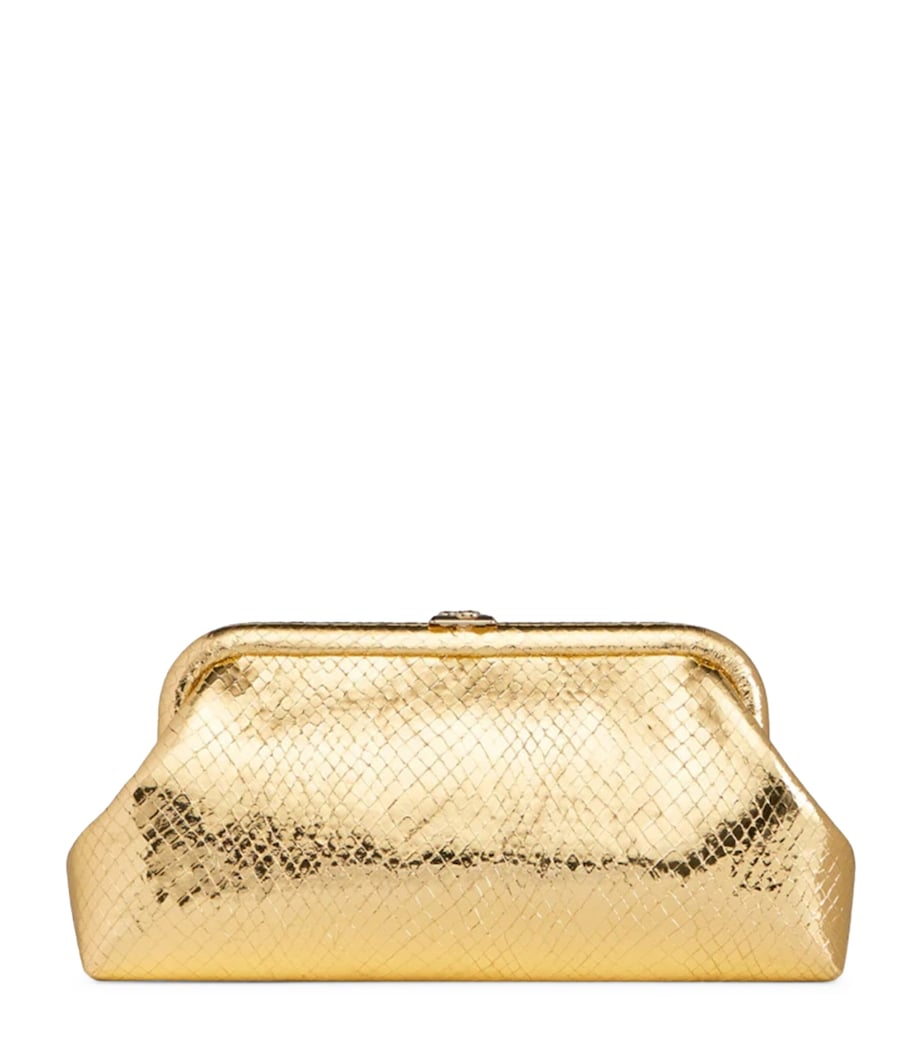 Jimmy Choo snake-embossed leather clutch bag, imported from the UK