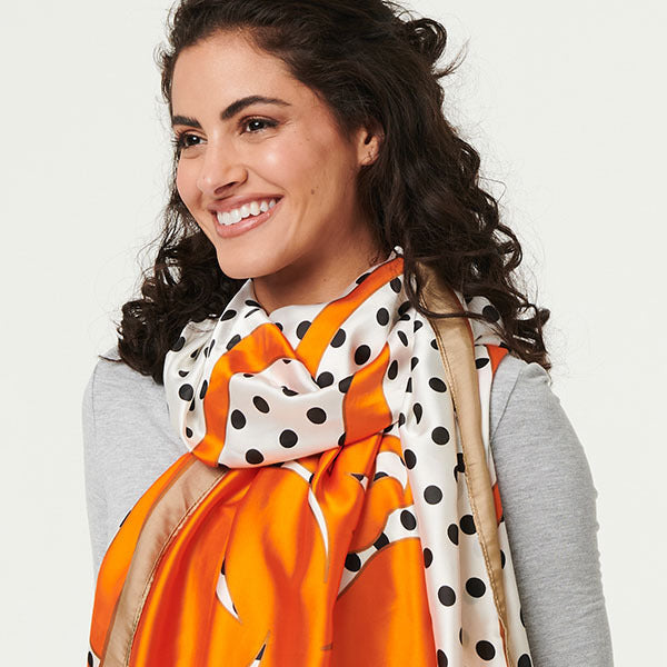 Izabel London polka dot border print scarf (British brand)