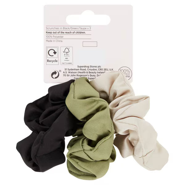 Studio London scrunchies hair bands black green taupe (British brand)
