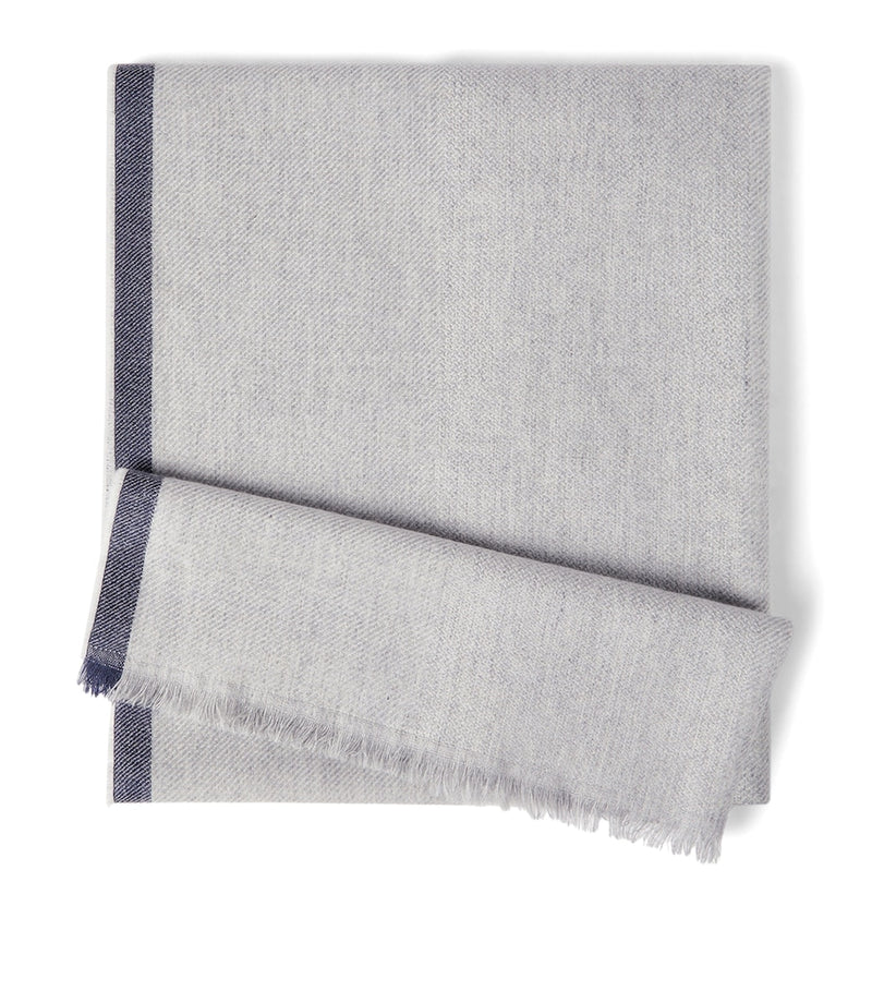 Brunello Cucinelli cashmere fringe-trim scarf (British brand)