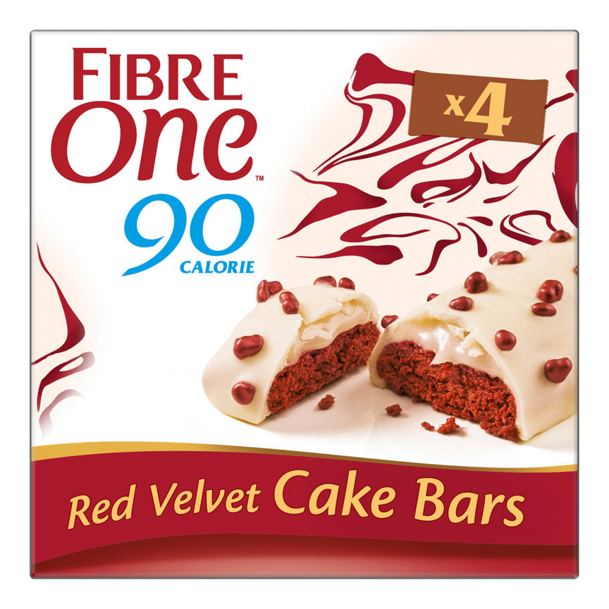 Fibre One 90 Calorie Red Velvet Cake Bars 4 Pack Biscuits, Crackers & Bread ASDA   