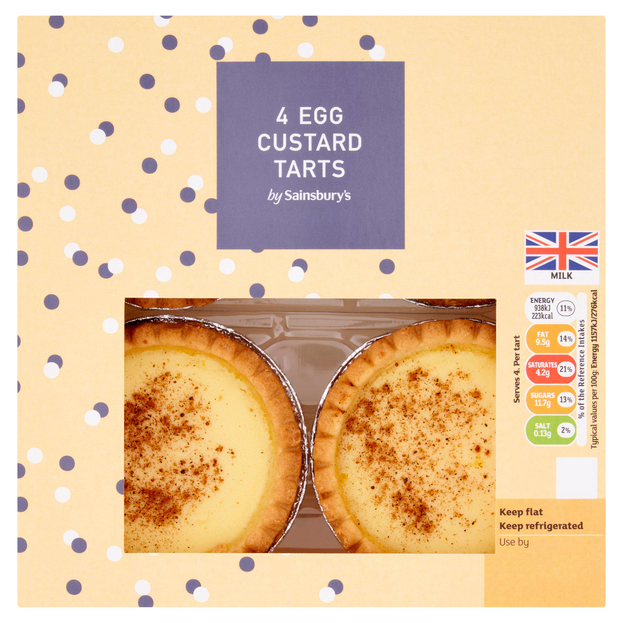 Sainsbury's Egg Custard Tarts 4x81g GOODS Sainsburys   