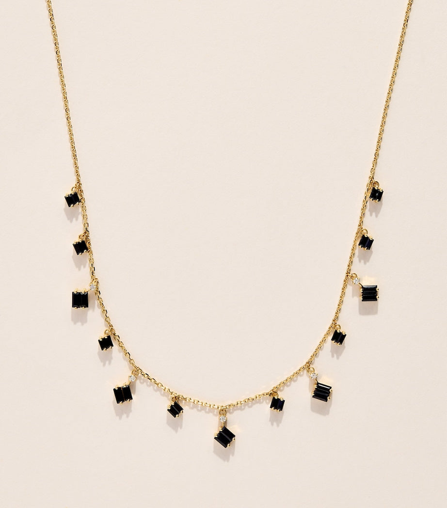 Suzanne Kalan Bold Cascade necklace black sapphire diamond 18k gold - British product