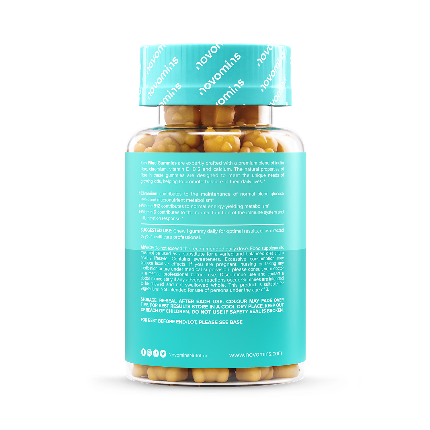 Novomins Kids Fibre Orange 30 Gummies (British brand)