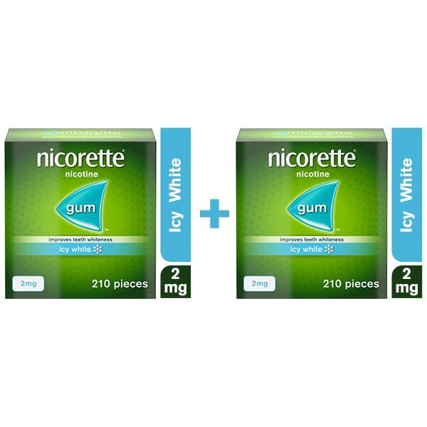 Nicorette 8 Week Bundle: 2 x Nicorette Icy White 2mg Gum 210 Pieces GOODS Superdrug   