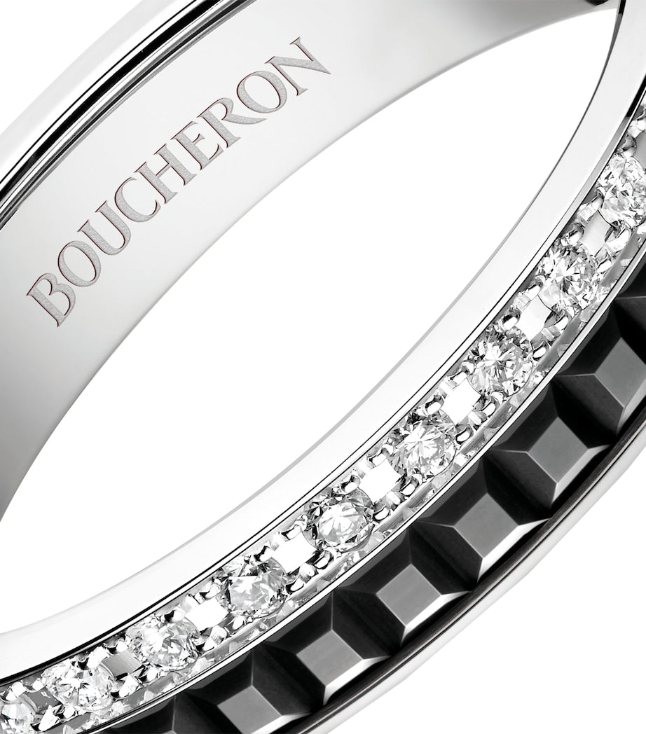 Boucheron wedding band Black Edition 18-karat white gold diamond, imported from the UK