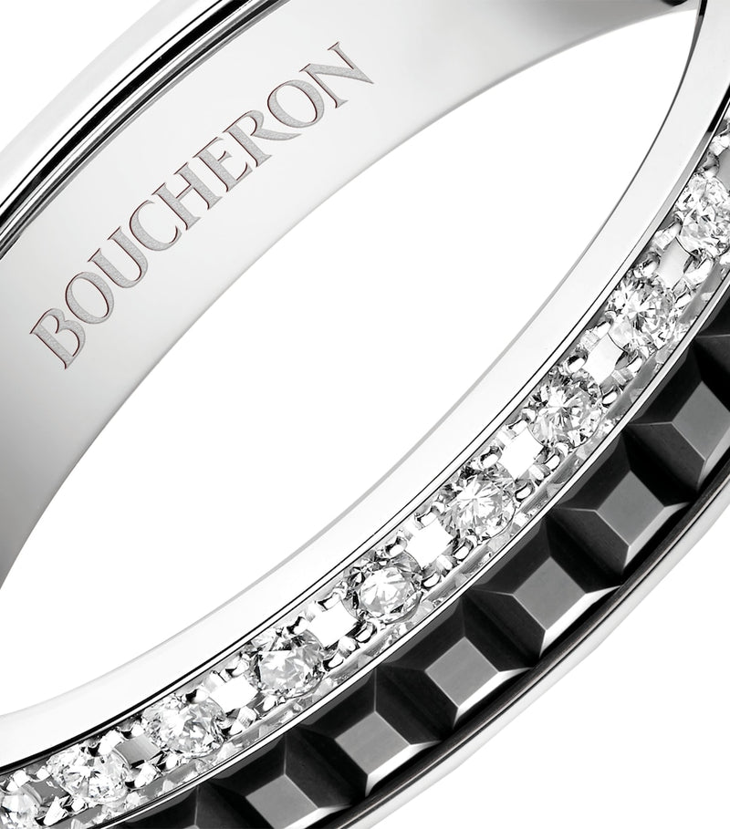 Boucheron wedding band Black Edition 18-karat white gold diamond, imported from the UK
