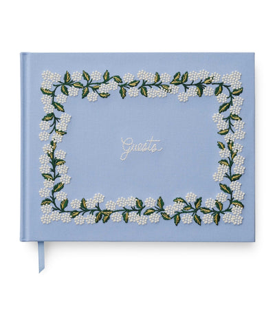Harrods Hydrangea Embroidered Guestbook with Lined and Unlined Paper, 21cm x 26cm- Buy online at McGrocer