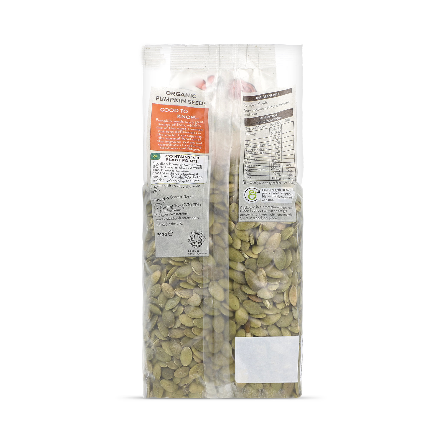 Holland & Barrett Organic Pumpkin Seeds 500g, UK version