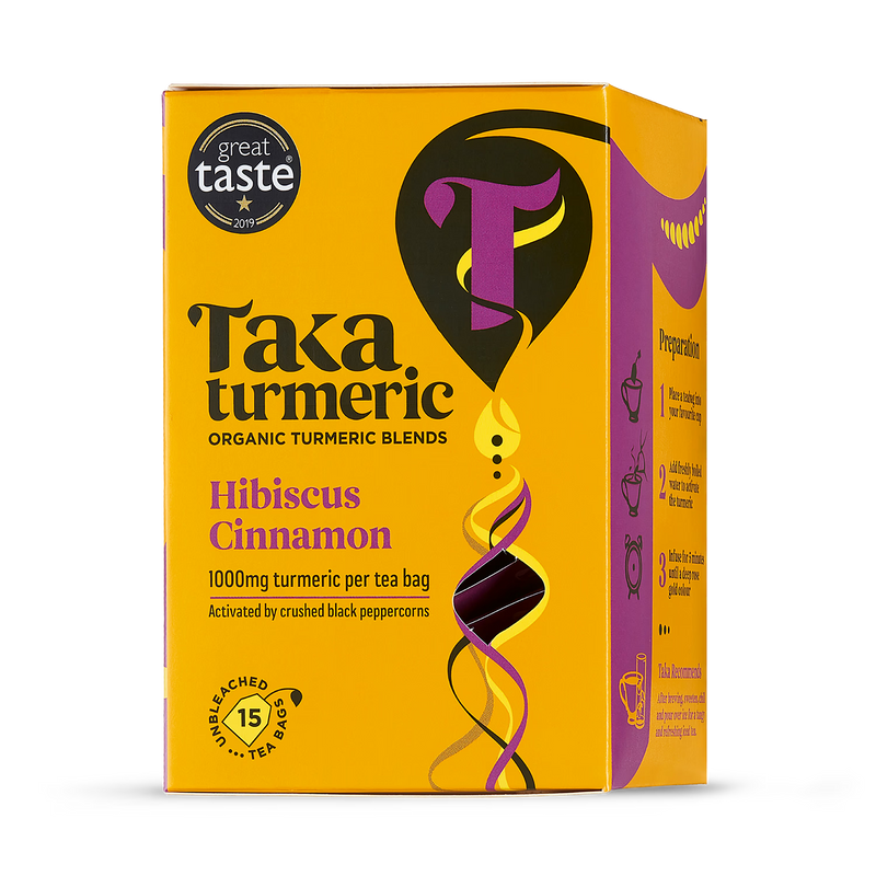 Taka Turmeric organic hibiscus cinnamon tea 15 teabags (British brand)