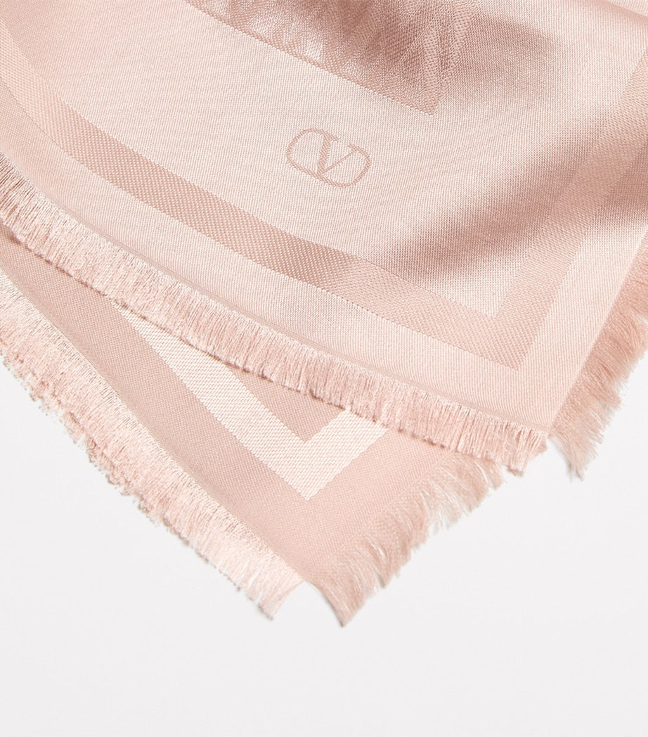 Valentino Garavani silk wool Toute La V shawl 140cm, UK version