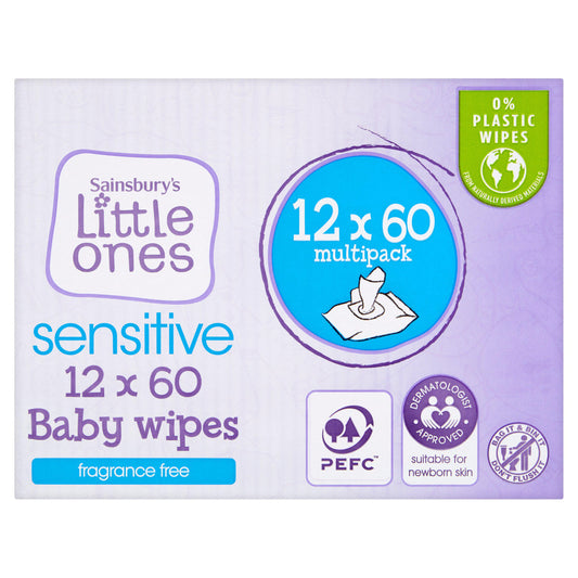 Little Ones Fragrance Free Baby Wipes 12x60 baby wipes Sainsburys   