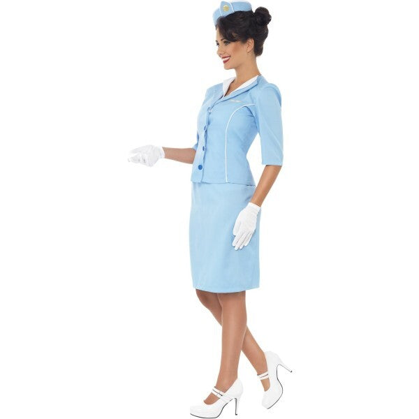Smiffys air hostess costume set with jacket hat skirt gloves - British product
