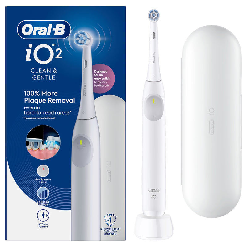 Oral-B iO 2 electric toothbrush white with travel case (British brand)