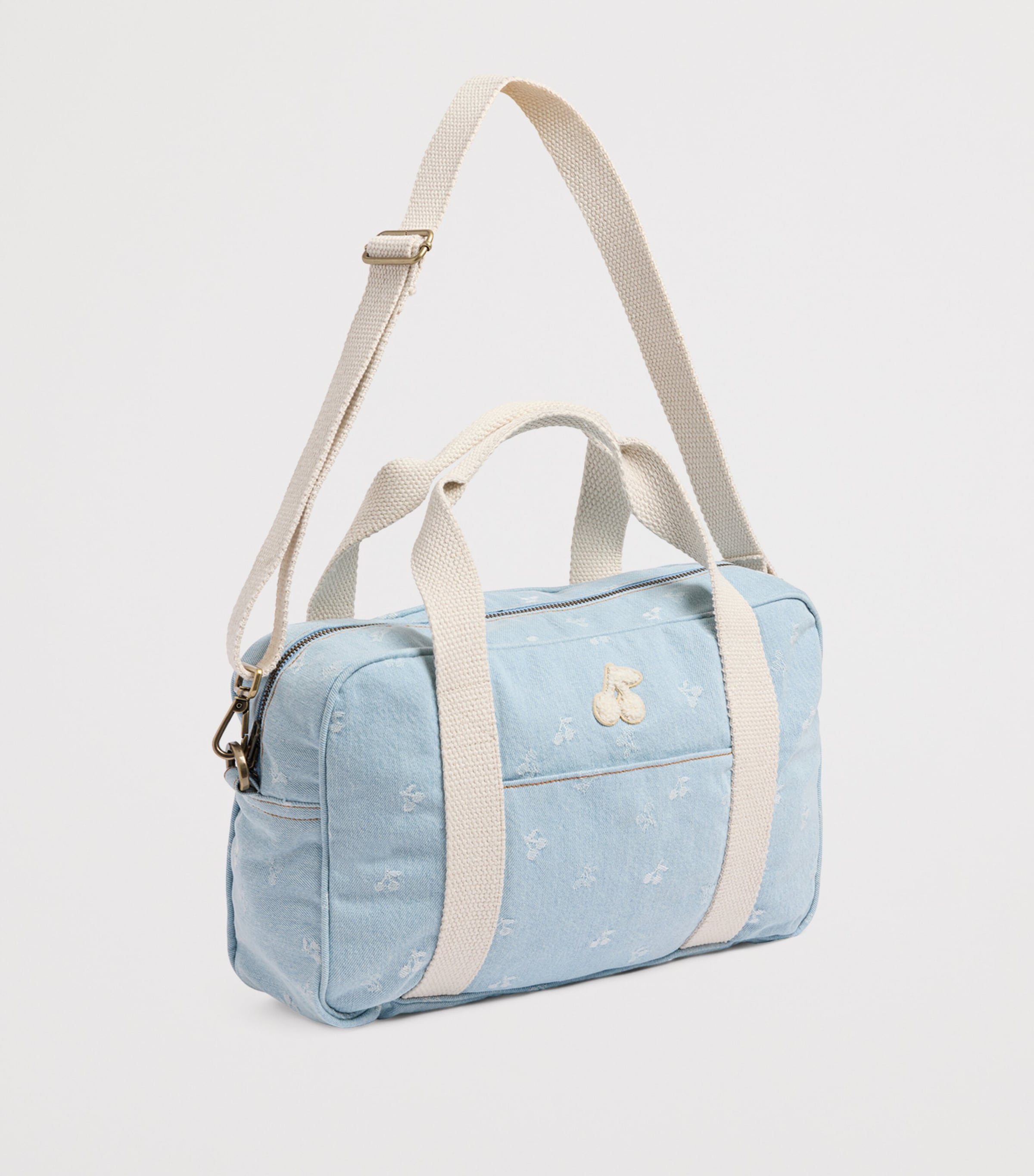 Bonpoint denim Gigia bowling bag with embroidered cherries - British product