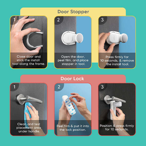 Aycorn baby safety door kit 2 locks 2 stoppers, imported from the UK